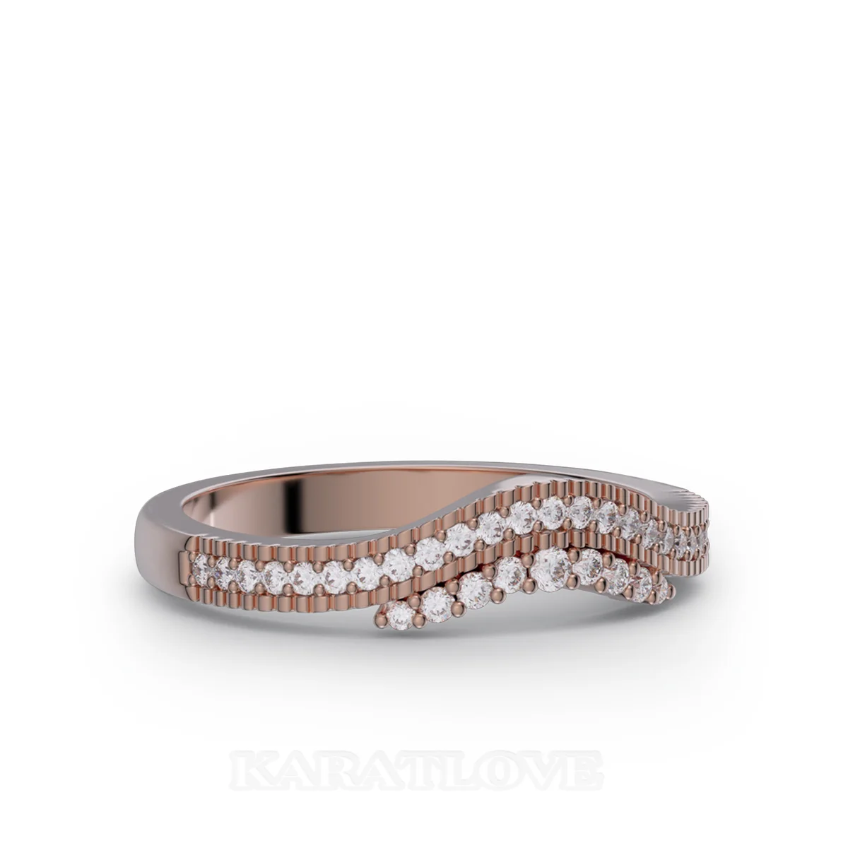 Round Cut Diamond White Sterling Silver Rose Gold Wedding Ring